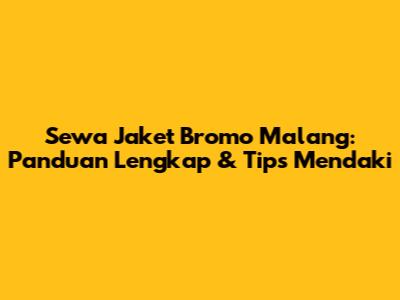 Sewa Jaket Bromo Malang: Panduan Lengkap & Tips Mendaki