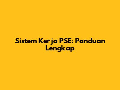 Sistem Kerja PSE: Panduan Lengkap