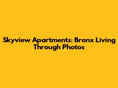 Skyview Apartments: Bronx Living Through Photos