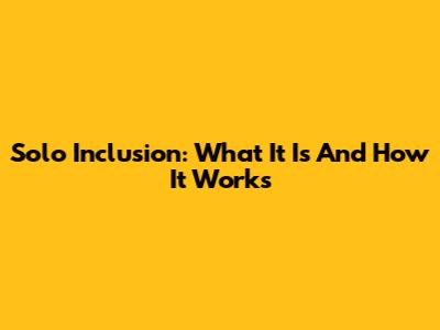 Solo Inclusion: What It Is And How It Works