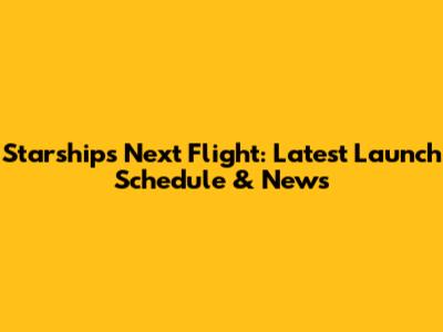 Starship's Next Flight: Latest Launch Schedule & News