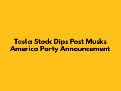 Tesla Stock Dips Post Musk's 'America Party' Announcement