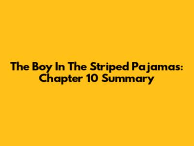 The Boy In The Striped Pajamas: Chapter 10 Summary