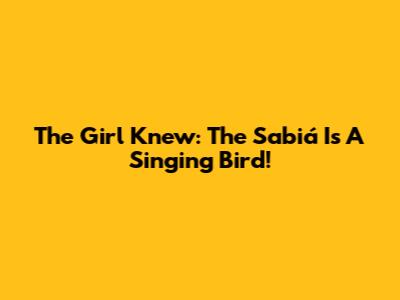 The Girl Knew: The Sabiá Is A Singing Bird!
