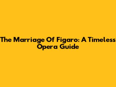 The Marriage Of Figaro: A Timeless Opera Guide
