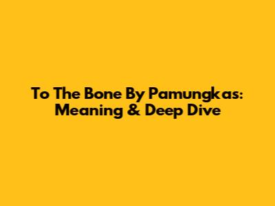 To The Bone By Pamungkas: Meaning & Deep Dive