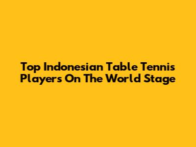 Top Indonesian Table Tennis Players On The World Stage