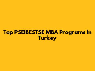Top PSEIBESTSE MBA Programs In Turkey