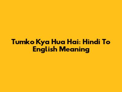Tumko Kya Hua Hai: Hindi To English Meaning