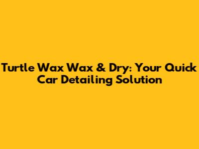 Turtle Wax Wax & Dry: Your Quick Car Detailing Solution