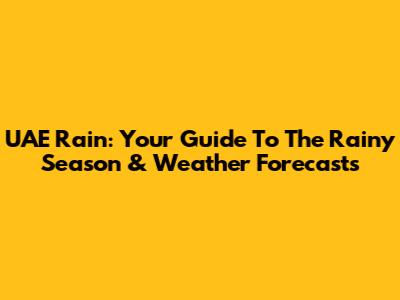 UAE Rain: Your Guide To The Rainy Season & Weather Forecasts