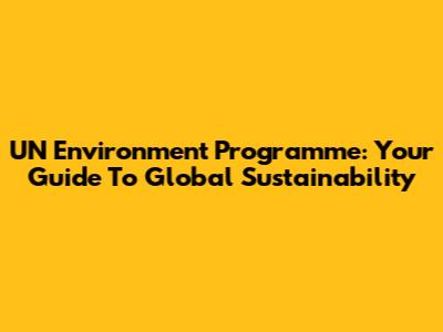 UN Environment Programme: Your Guide To Global Sustainability
