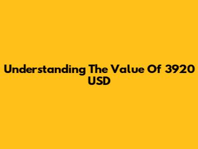 Understanding The Value Of 3920 USD