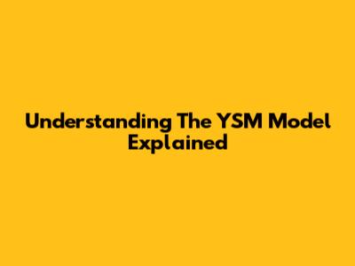 Understanding The YSM Model Explained