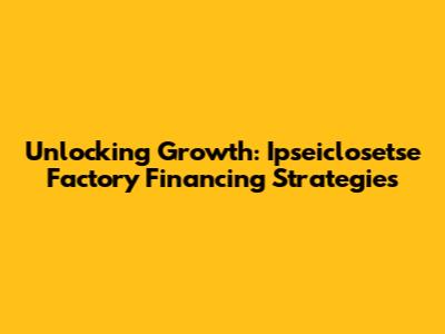 Unlocking Growth: Ipseiclosetse Factory Financing Strategies