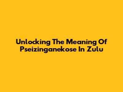 Unlocking The Meaning Of Pseizinganekose In Zulu