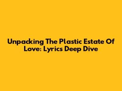 Unpacking The 'Plastic Estate' Of Love: Lyrics Deep Dive