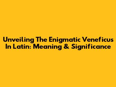 Unveiling The Enigmatic 'Veneficus' In Latin: Meaning & Significance