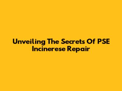 Unveiling The Secrets Of PSE Incinerese Repair