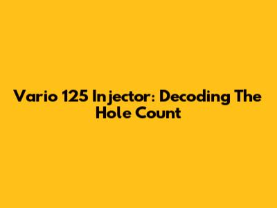 Vario 125 Injector: Decoding The Hole Count
