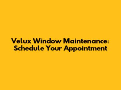 Velux Window Maintenance: Schedule Your Appointment