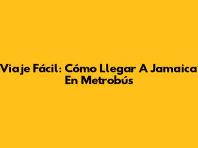 Viaje Fácil: Cómo Llegar A Jamaica En Metrobús