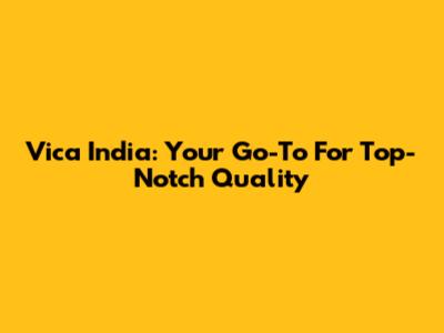 Vica India: Your Go-To For Top-Notch Quality