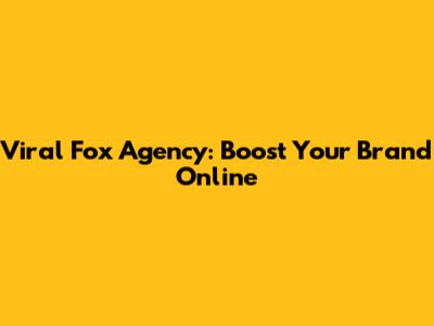 Viral Fox Agency: Boost Your Brand Online
