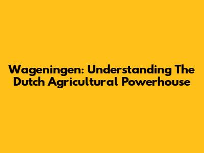 Wageningen: Understanding The Dutch Agricultural Powerhouse
