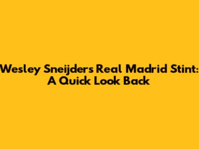 Wesley Sneijder's Real Madrid Stint: A Quick Look Back