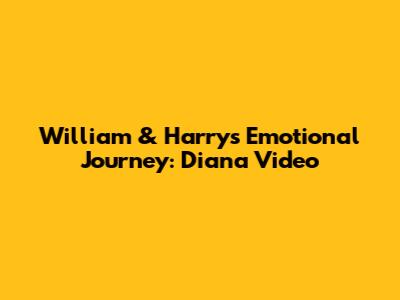 William & Harry's Emotional Journey: Diana Video