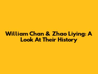 William Chan & Zhao Liying: A Look At Their History
