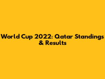 World Cup 2022: Qatar Standings & Results