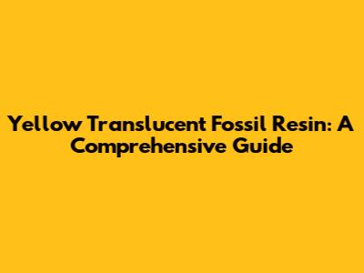 Yellow Translucent Fossil Resin: A Comprehensive Guide