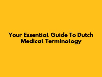 Your Essential Guide To Dutch Medical Terminology