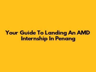 Your Guide To Landing An AMD Internship In Penang