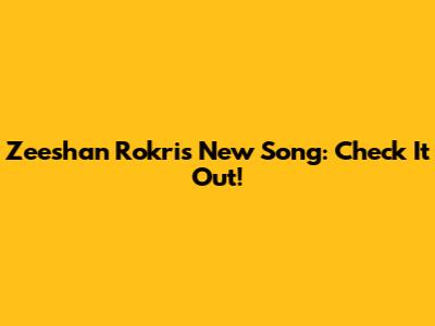 Zeeshan Rokri's New Song: Check It Out!