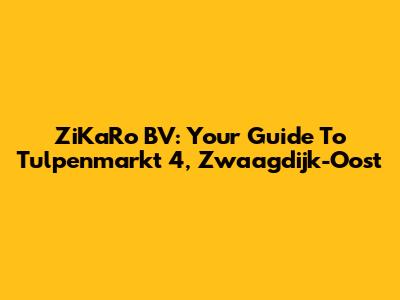 ZiKaRo BV: Your Guide To Tulpenmarkt 4, Zwaagdijk-Oost