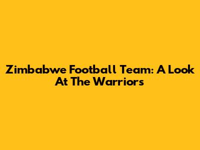 Zimbabwe Football Team: A Look At The Warriors